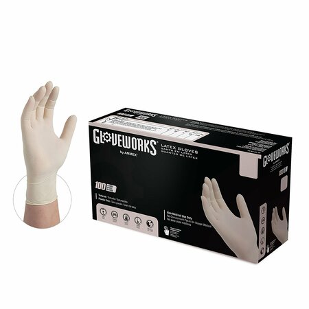 GLOVEWORKS Latex Disposable Gloves, Latex, XS, 1000 PK, Ivory TLF40100